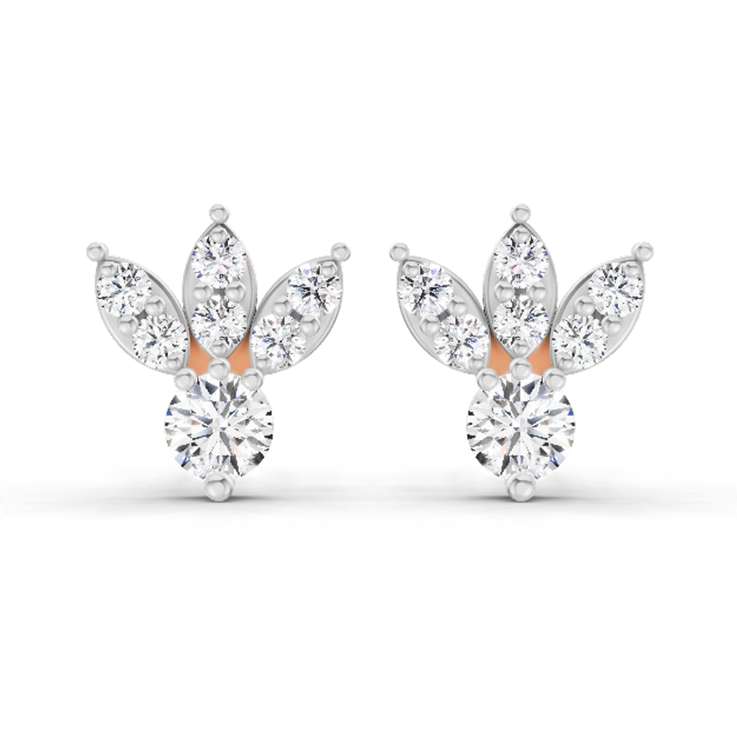 0.43 Ct Round Stud Earrings |  14K Rose Gold