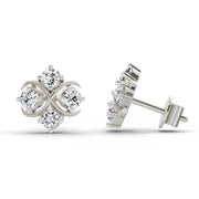 0.85 Ct Round Fashion Earrings |  14K White Gold