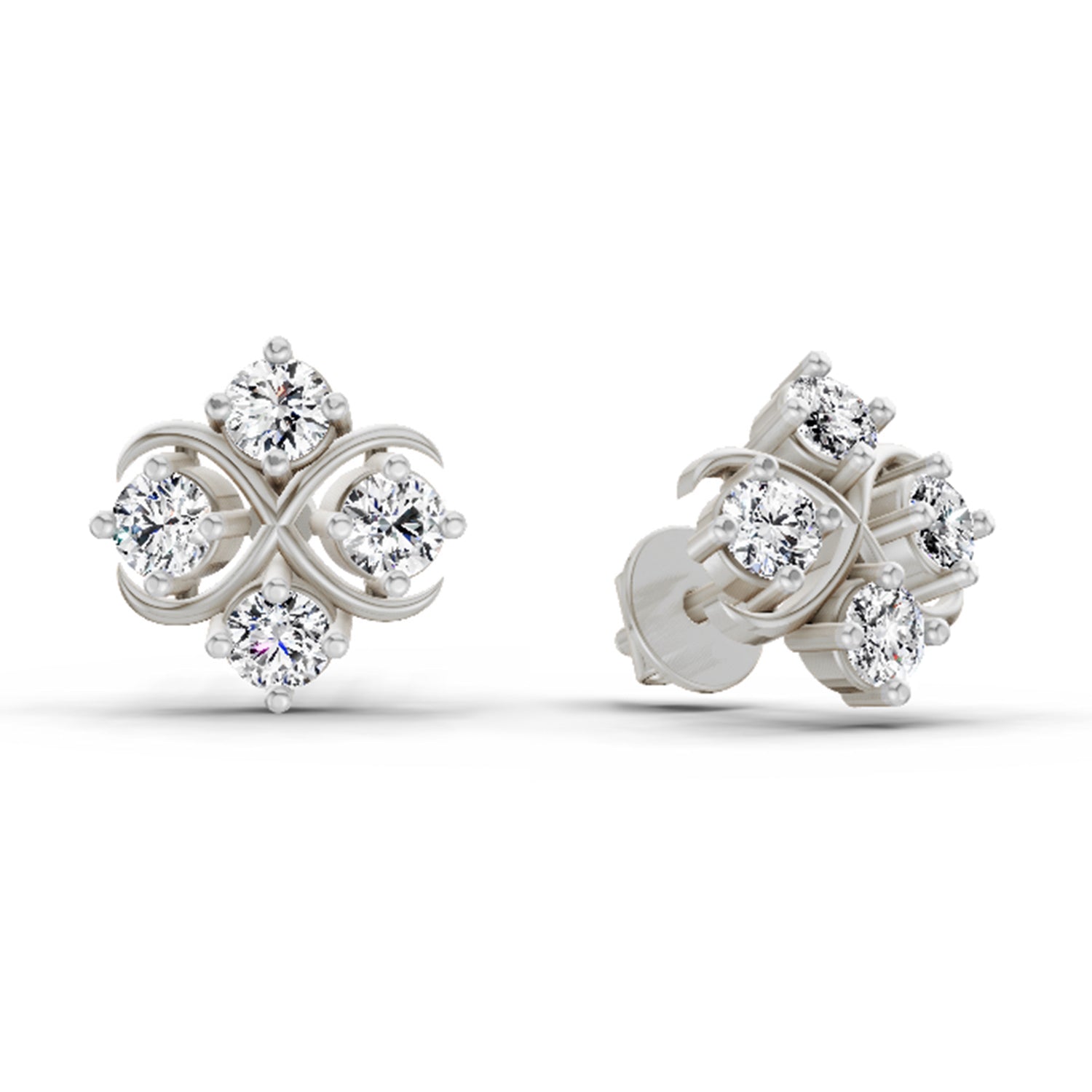 0.85 Ct Round Fashion Earrings |  14K White Gold