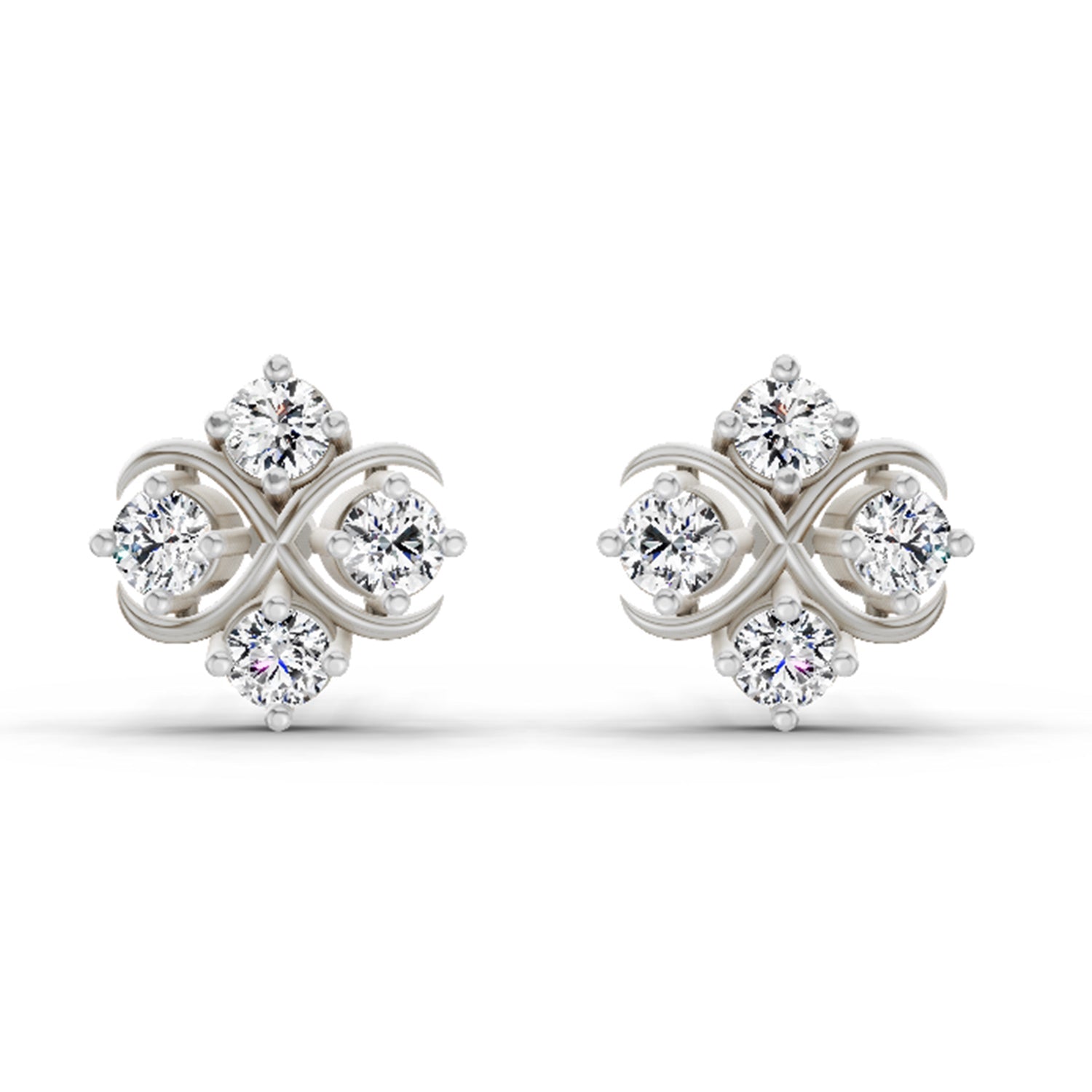 0.85 Ct Round Fashion Earrings |  14K White Gold