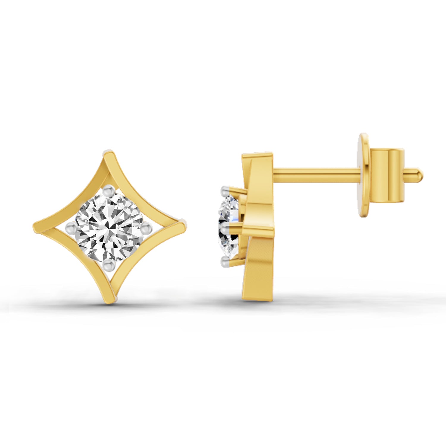 0.46 Ct Round Stud Earrings |  14K Yellow Gold