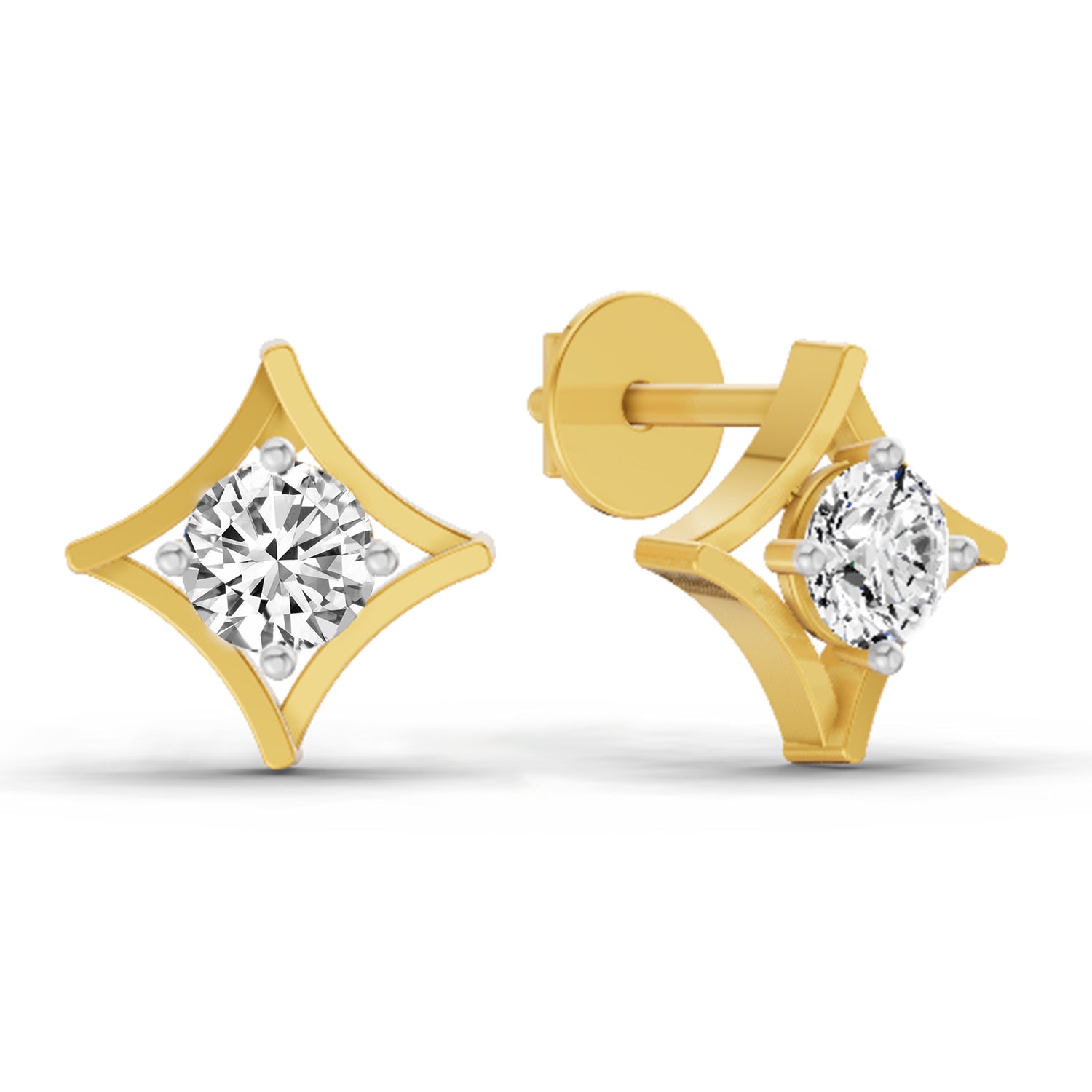 0.46 Ct Round Stud Earrings |  14K Yellow Gold