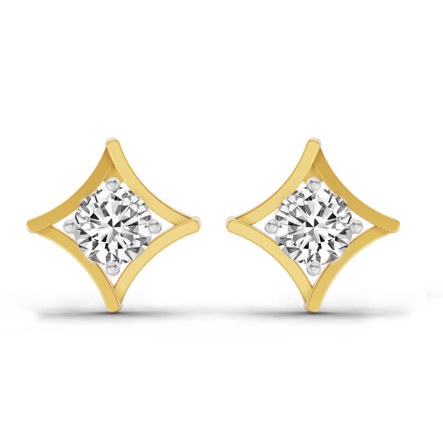 0.46 Ct Round Stud Earrings |  14K Yellow Gold