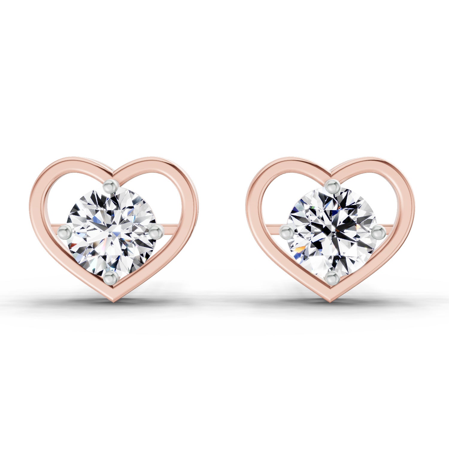 0.90 Ct Pear Shape 4 Prong Solitaire Diamond Stud Earrings | 14K Rose Gold