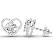 0.90 Ct Pear Shape 4 Prong Solitaire Diamond Stud Earrings | 14K White Gold