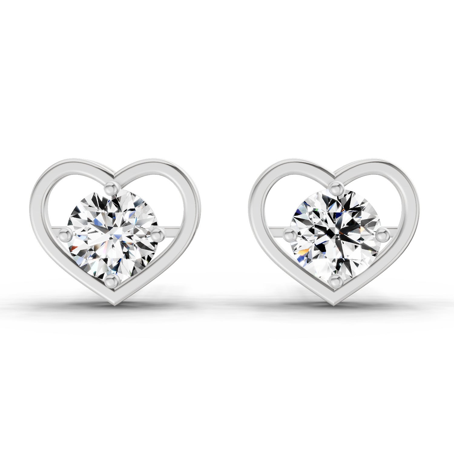 0.90 Ct Pear Shape 4 Prong Solitaire Diamond Stud Earrings | 14K White Gold