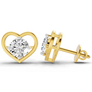 0.90 Ct Pear Shape 4 Prong Solitaire Diamond Stud Earrings | 14K Yellow Gold