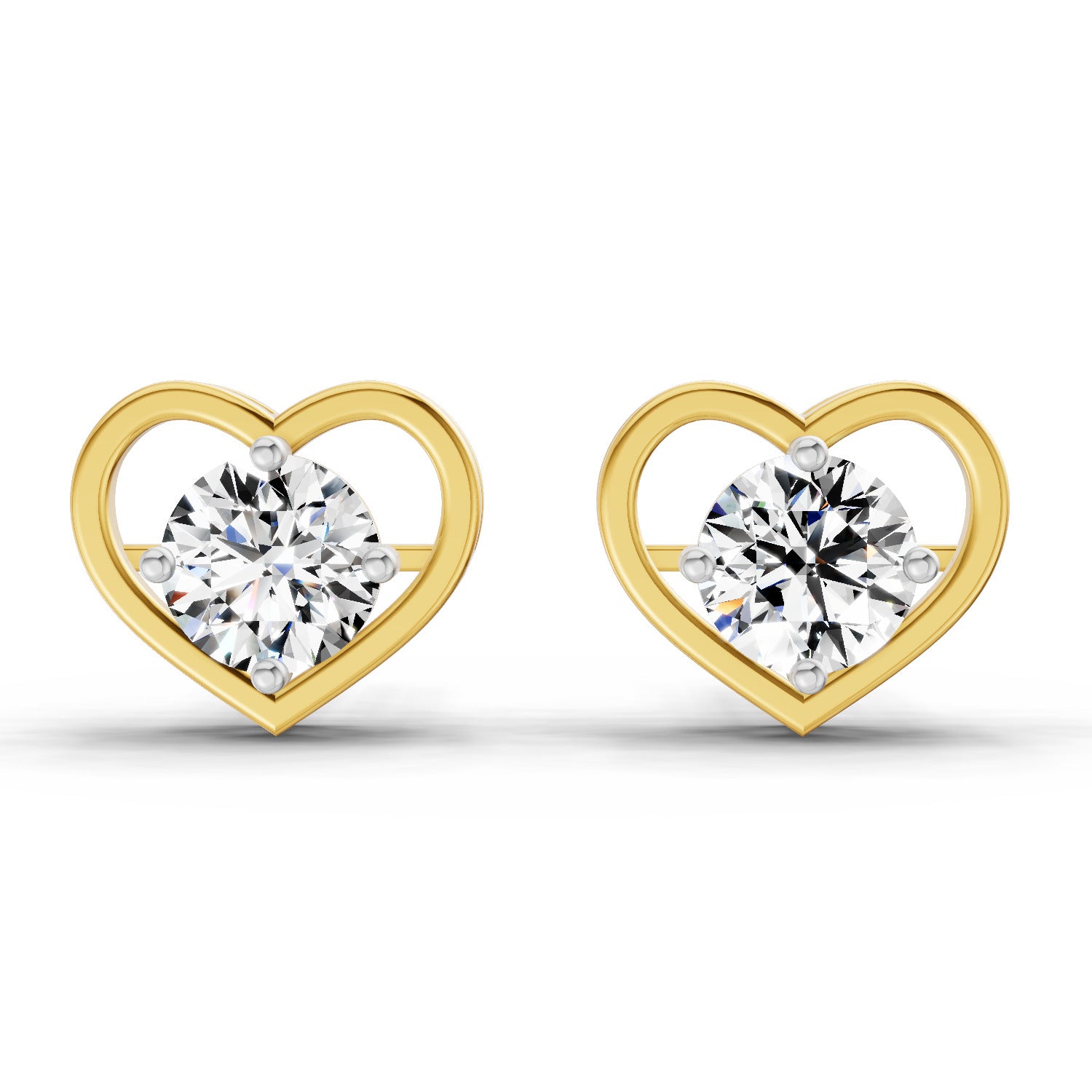 0.90 Ct Pear Shape 4 Prong Solitaire Diamond Stud Earrings | 14K Yellow Gold