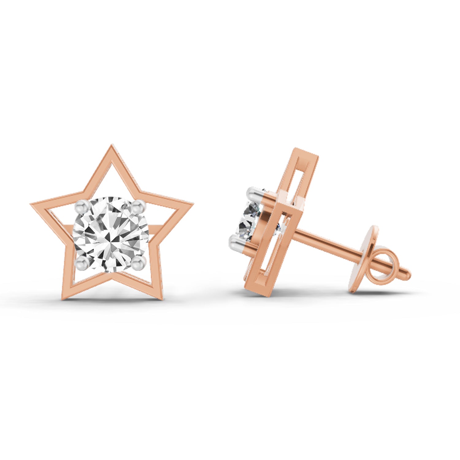 0.8 Ct Round Stud Earrings |  14K Rose Gold