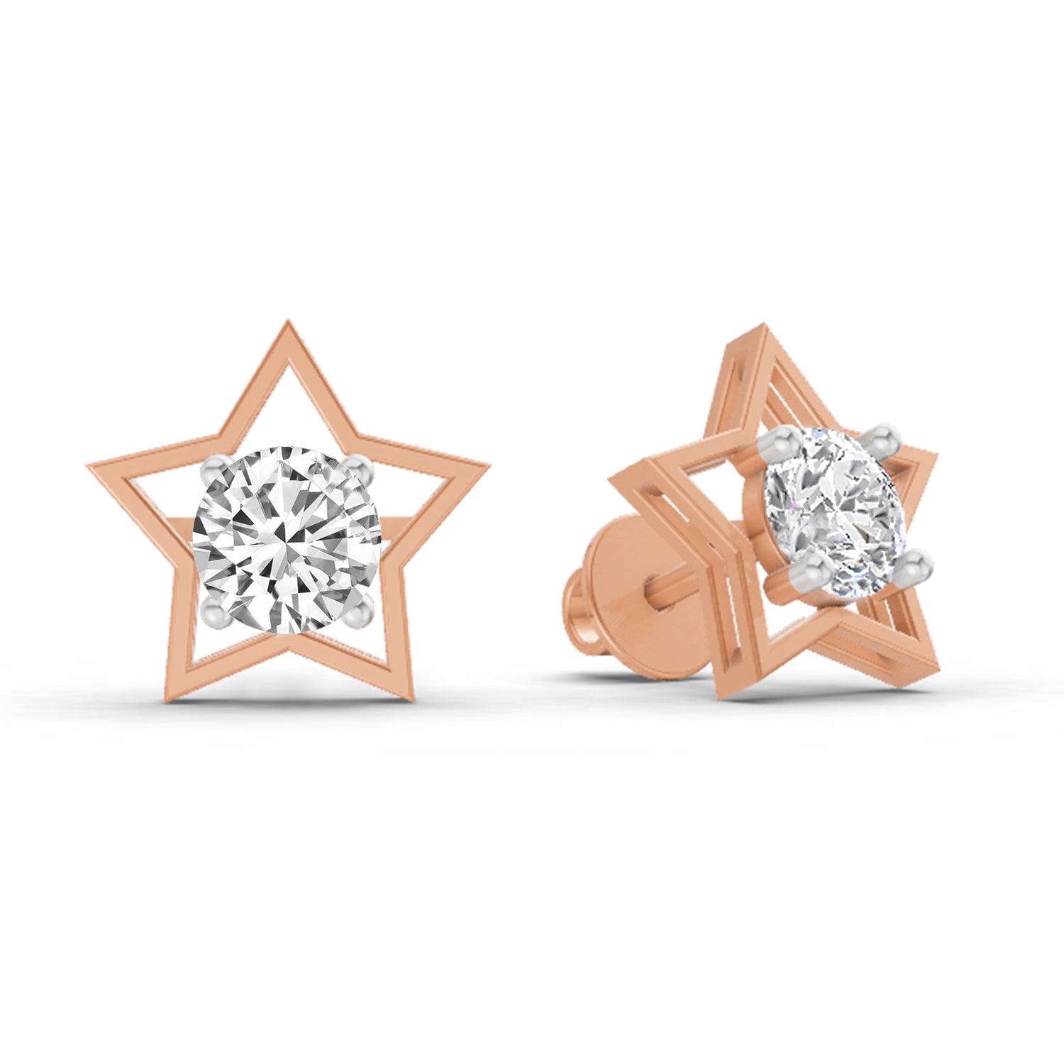 0.8 Ct Round Stud Earrings |  14K Rose Gold