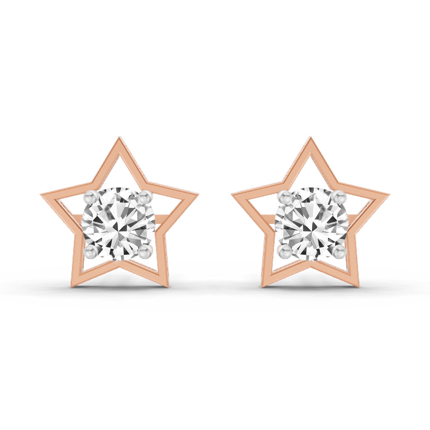 0.8 Ct Round Stud Earrings |  14K Rose Gold