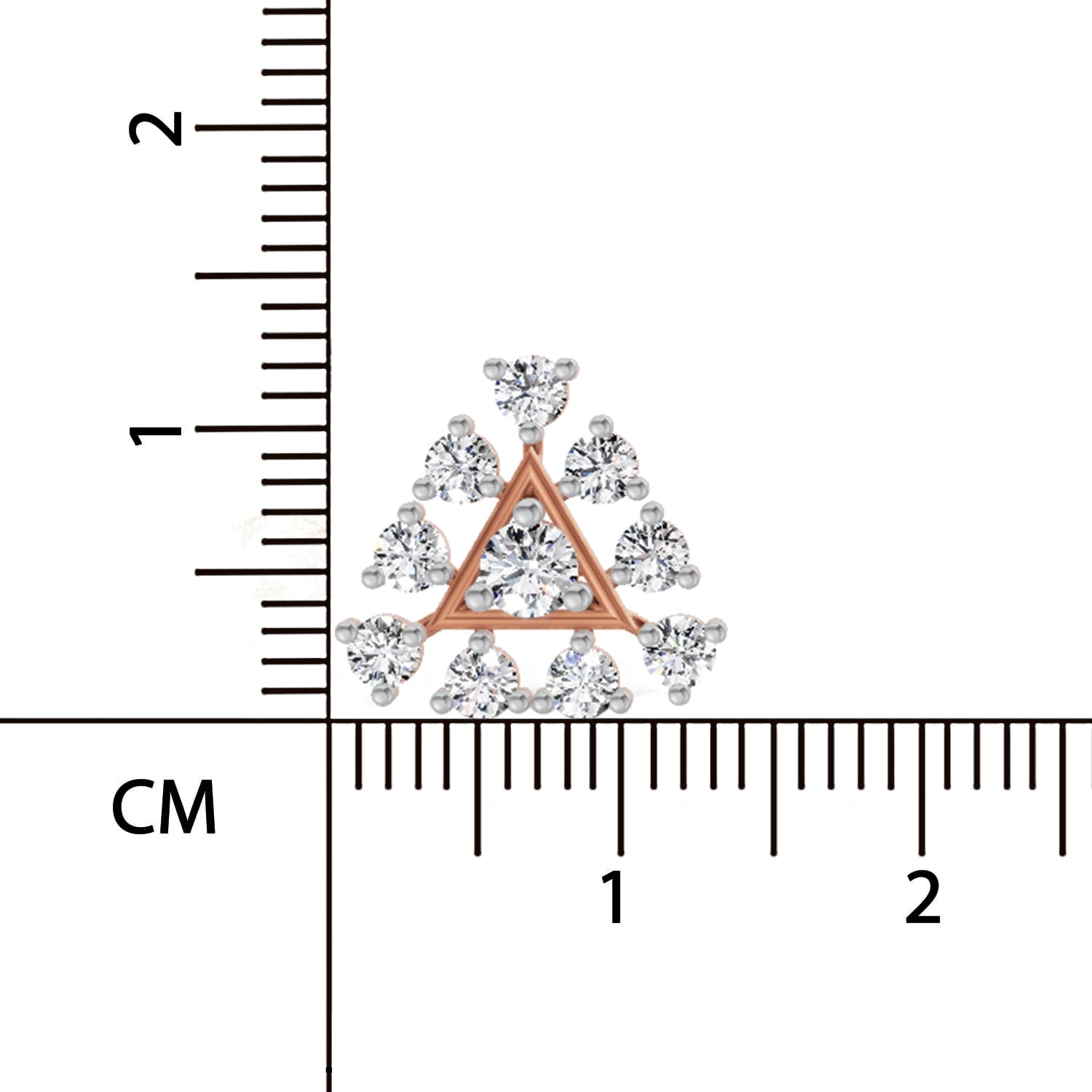 0.91 Ct Round Triangle Stud Earrings | 14K Rose Gold  FG VS Quality Diamonds