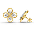 0.85 Ct Round Clover Stud Earrings | 14K Yellow Gold  FG VS Quality Diamonds