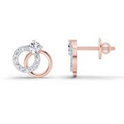 0.35 Ct Interlocking Circle Stud Earrings | 14K Rose Gold  FG VS Quality Diamonds