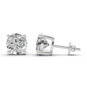 2.54 Ct Round Shape 4 Prong Solitaire Diamond Stud Earrings | 14K White Gold