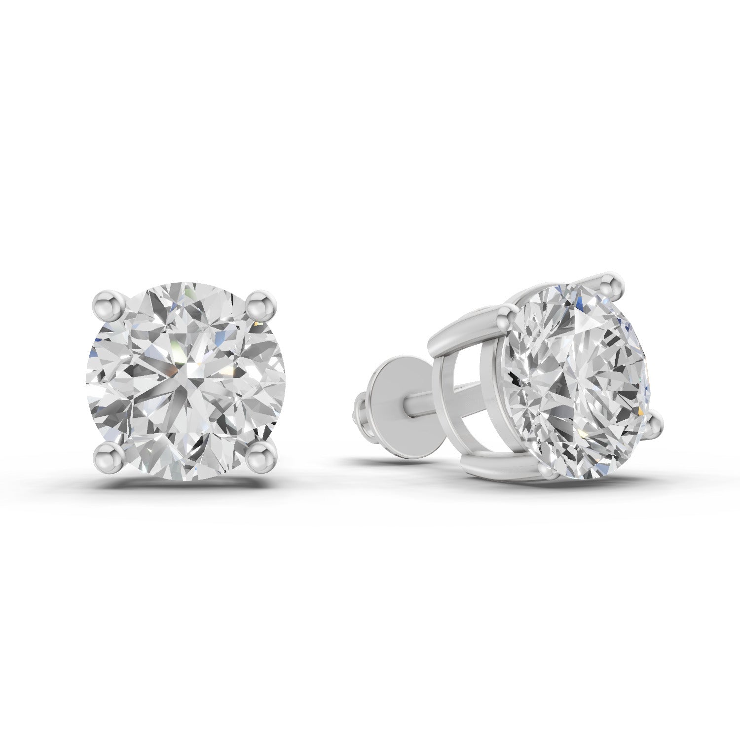 2.54 Ct Round Shape 4 Prong Solitaire Diamond Stud Earrings | 14K Rose Gold