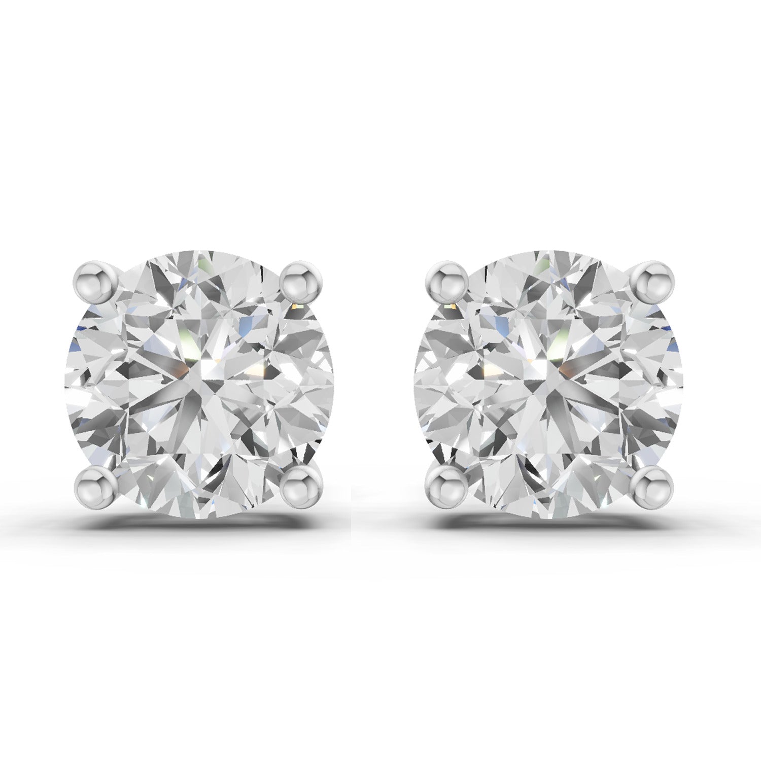 2.54 Ct Round Shape 4 Prong Solitaire Diamond Stud Earrings | 14K White Gold