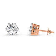 2.39 Ct Round Shape 6 Prong Solitaire Diamond Stud Earrings | 14K Rose Gold