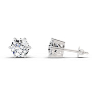 2.39 Ct Round Shape 6 Prong Solitaire Diamond Stud Earrings | 14K White Gold