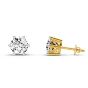 2.39 Ct Round Shape 6 Prong Solitaire Diamond Stud Earrings | 14K Yellow Gold