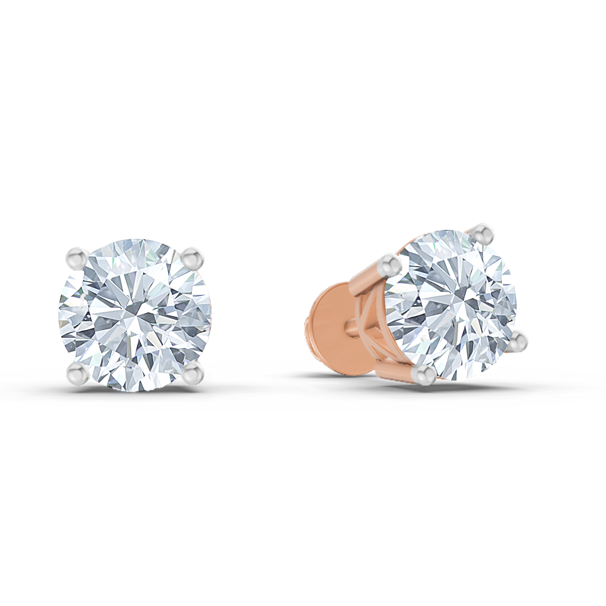 2.28 Ct Solitaire Stud Earrings | 14K Rose Gold