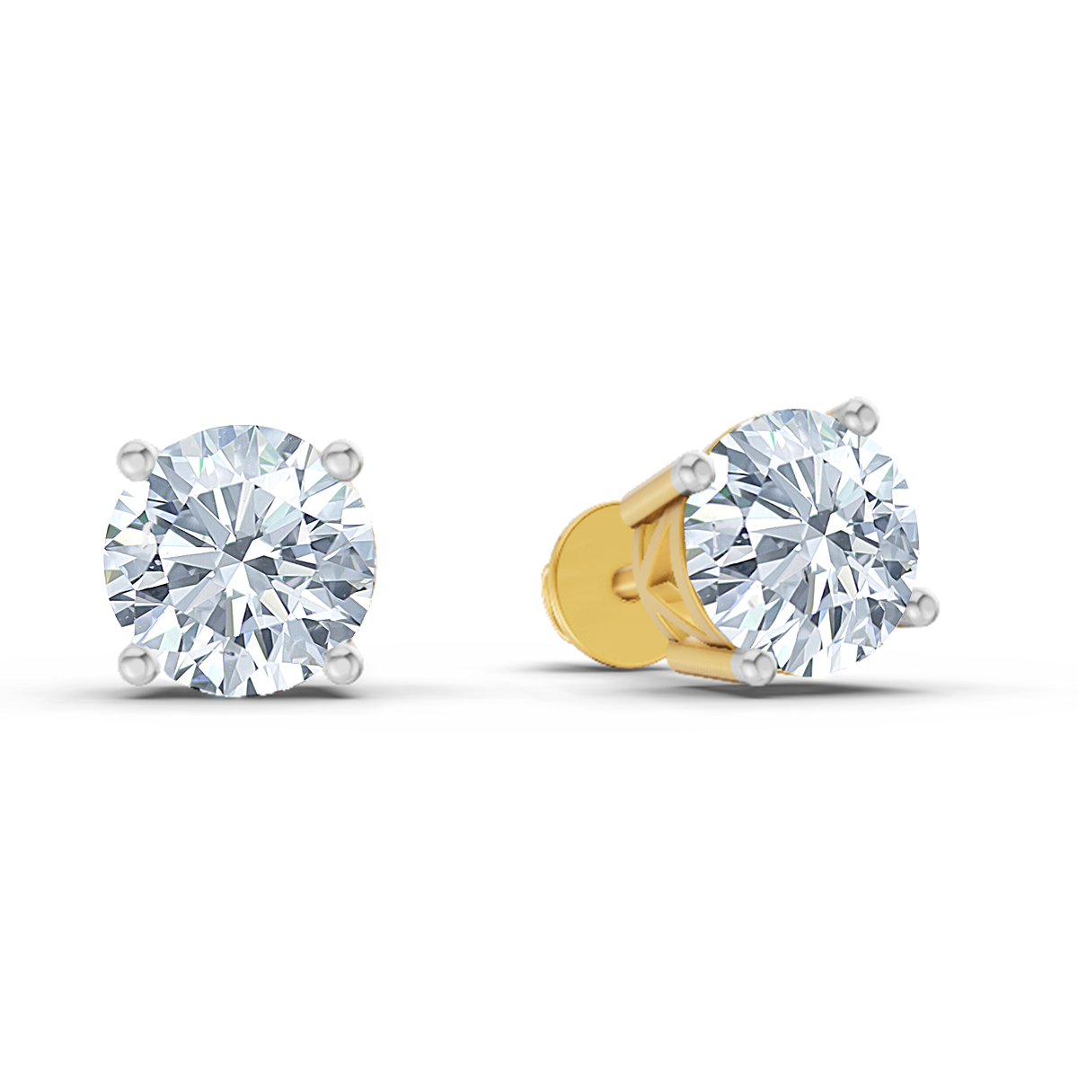 2.28 Ct Solitaire Stud Earrings | 14K Yellow Gold