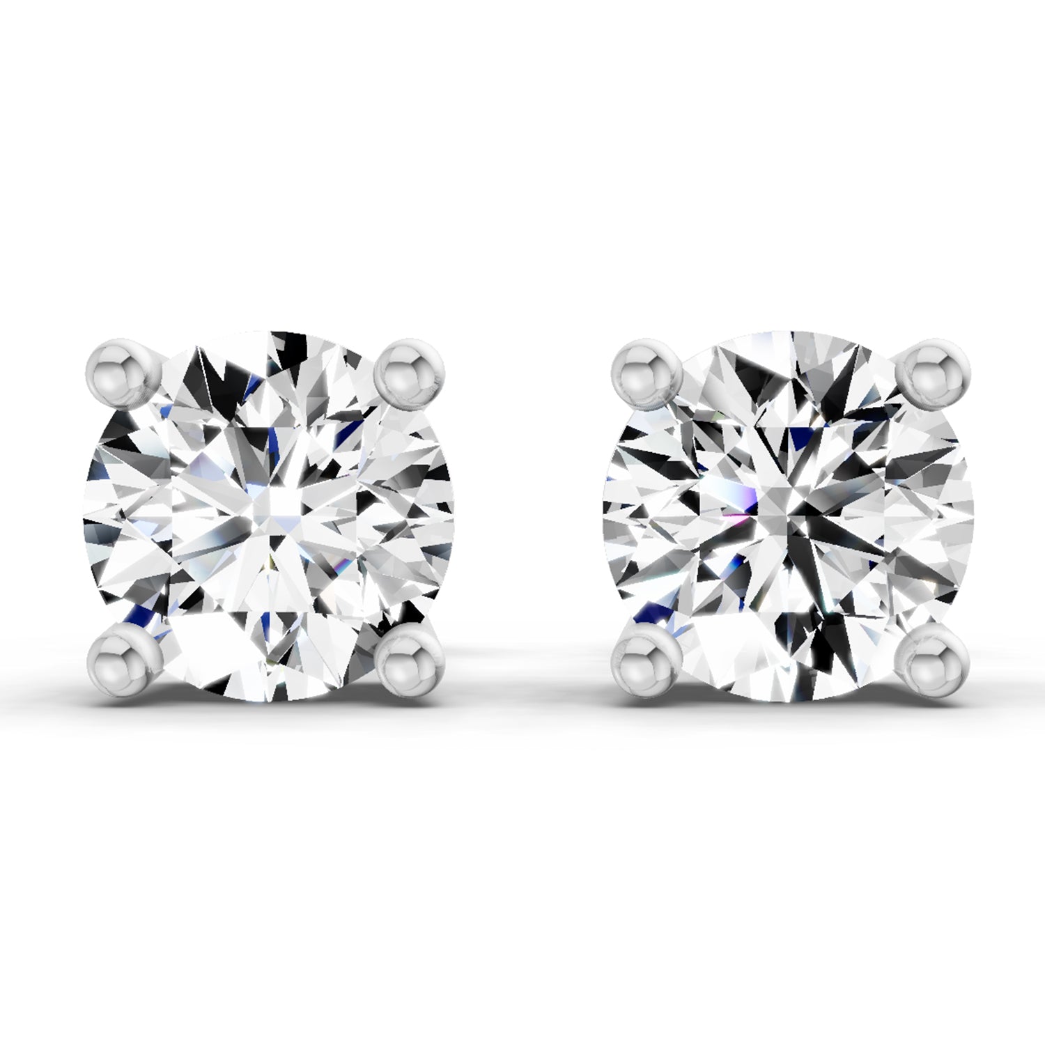 2.39 Ct Round Shape 4 Prong Solitaire Diamond Stud Earrings | 14K Rose Gold