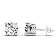 2.39 Ct Round Shape 4 Prong Solitaire Diamond Stud Earrings | 14K White Gold