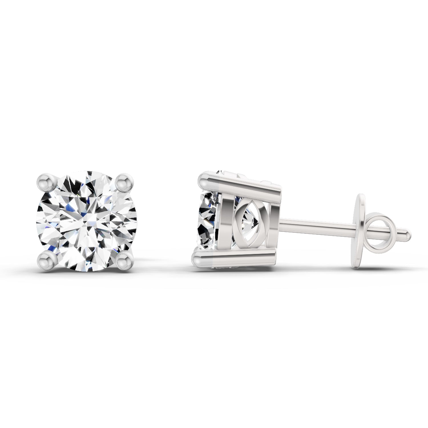 2.46 Ct Round Shape 4 Prong Solitaire Diamond Stud Earrings | 14K Rose Gold