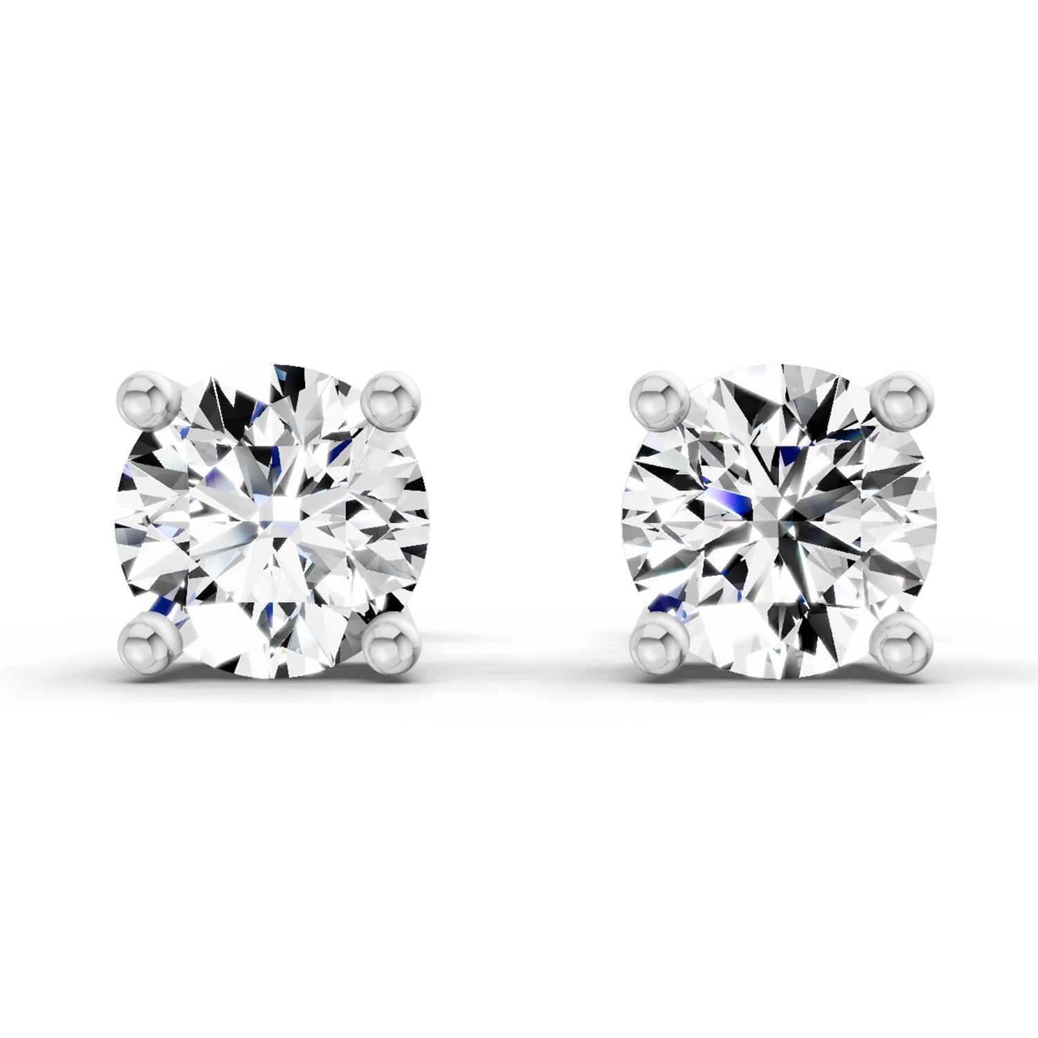 2.46 Ct Round Shape 4 Prong Solitaire Diamond Stud Earrings | 14K Yellow Gold