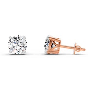 2.28 Ct Round Shape 4 Prong Solitaire Diamond Stud Earrings | 14K Rose Gold