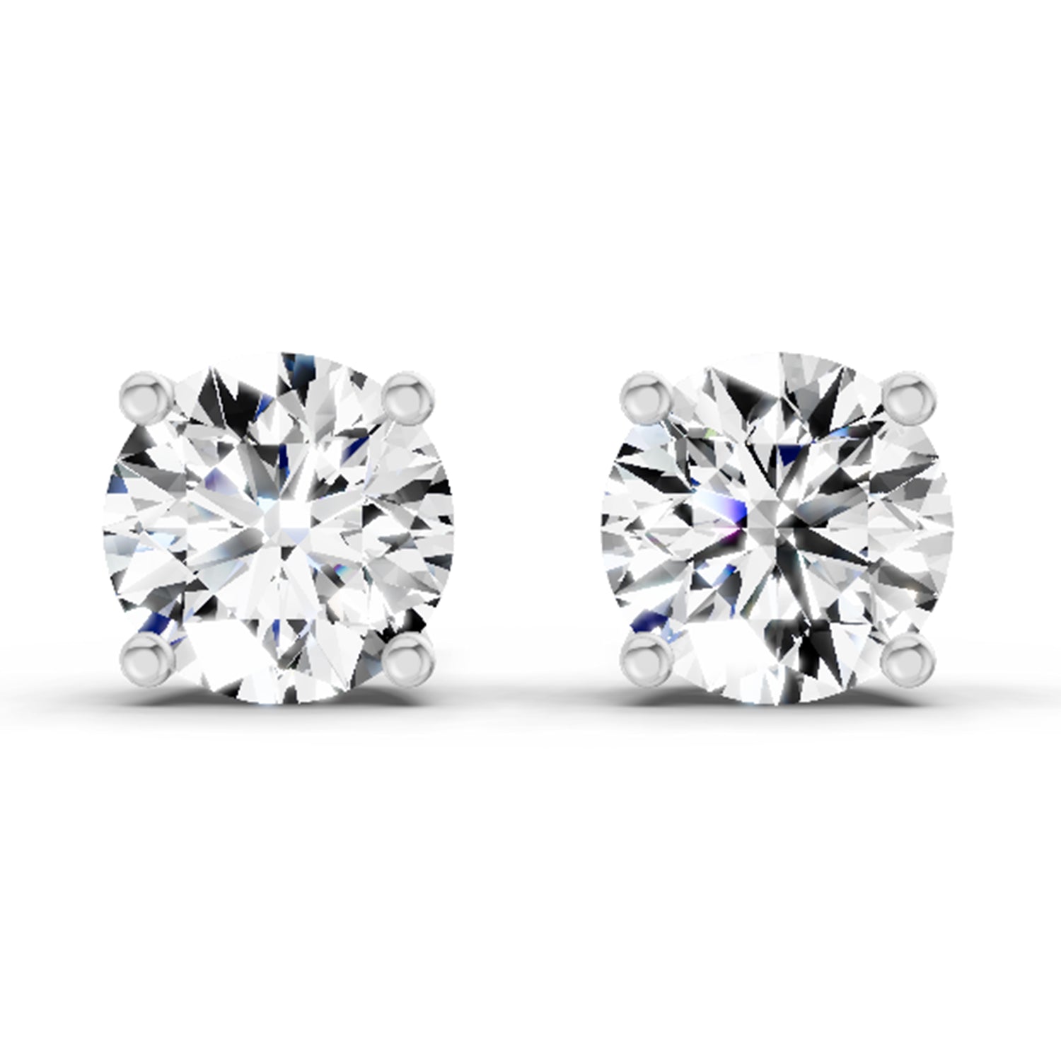 2.28 Ct Round Shape 4 Prong Solitaire Diamond Stud Earrings | 14K White Gold