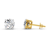 2.28 Ct Round Shape 4 Prong Solitaire Diamond Stud Earrings | 14K Yellow Gold