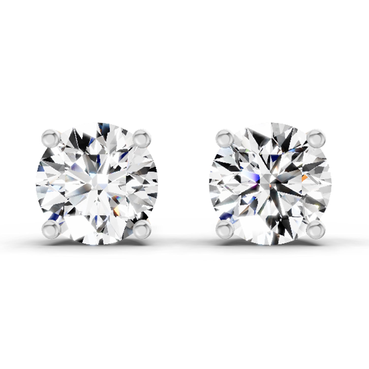 2.28 Ct Round Shape 4 Prong Solitaire Diamond Stud Earrings | 14K Yellow Gold