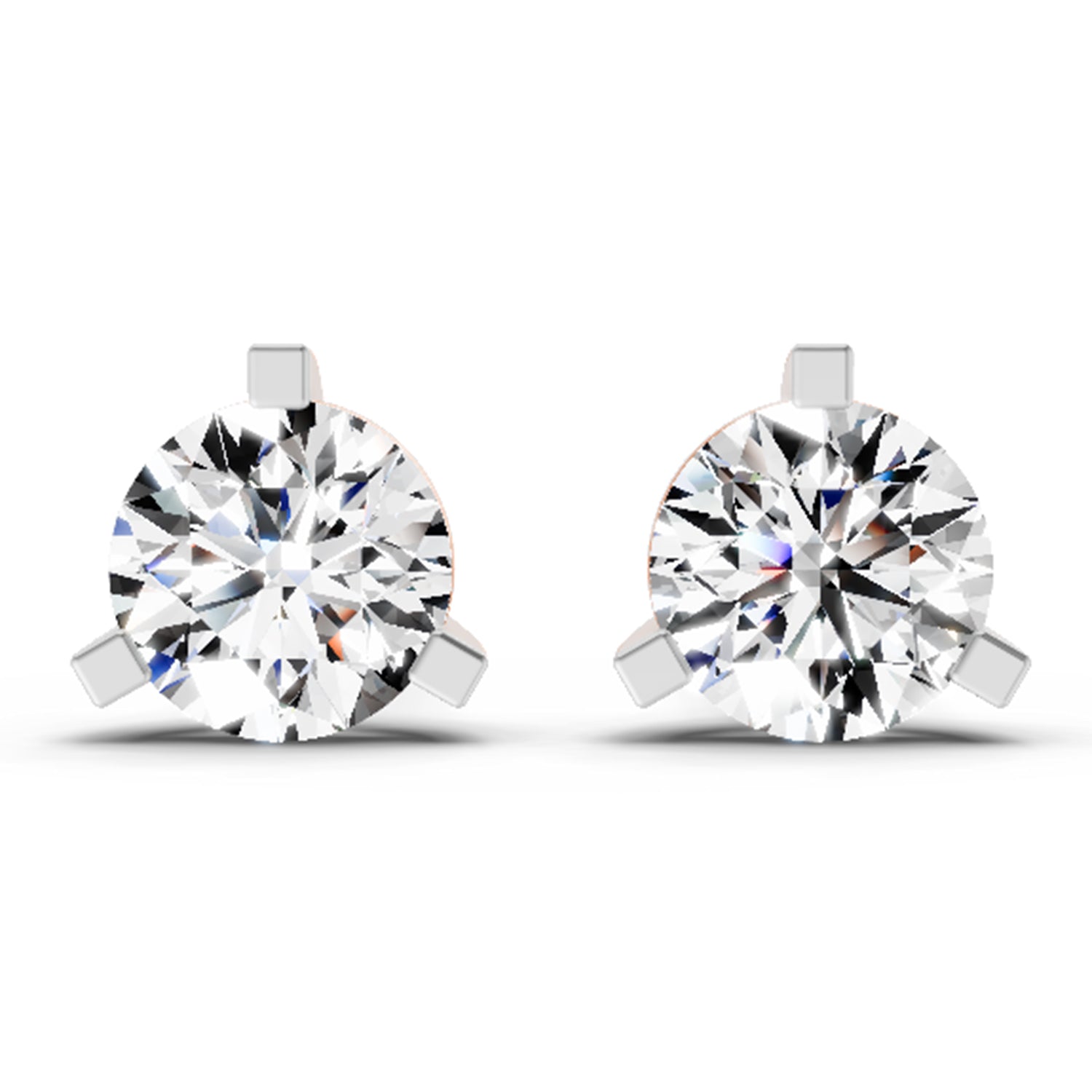 2.28 Ct Round Shape 3 Prong Solitaire Diamond Stud Earrings | 14K Rose Gold