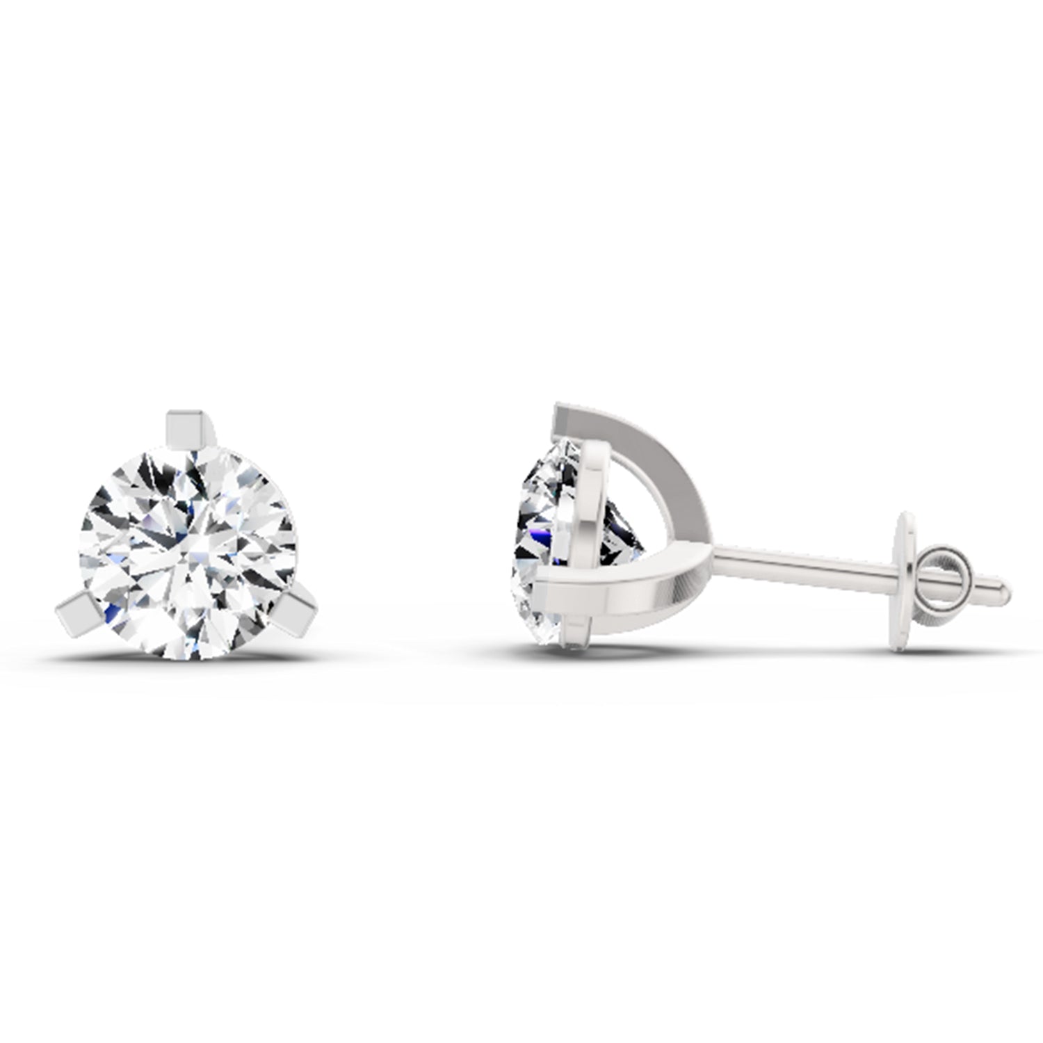 2.28 Ct Round Shape 3 Prong Solitaire Diamond Stud Earrings | 14K Yellow Gold