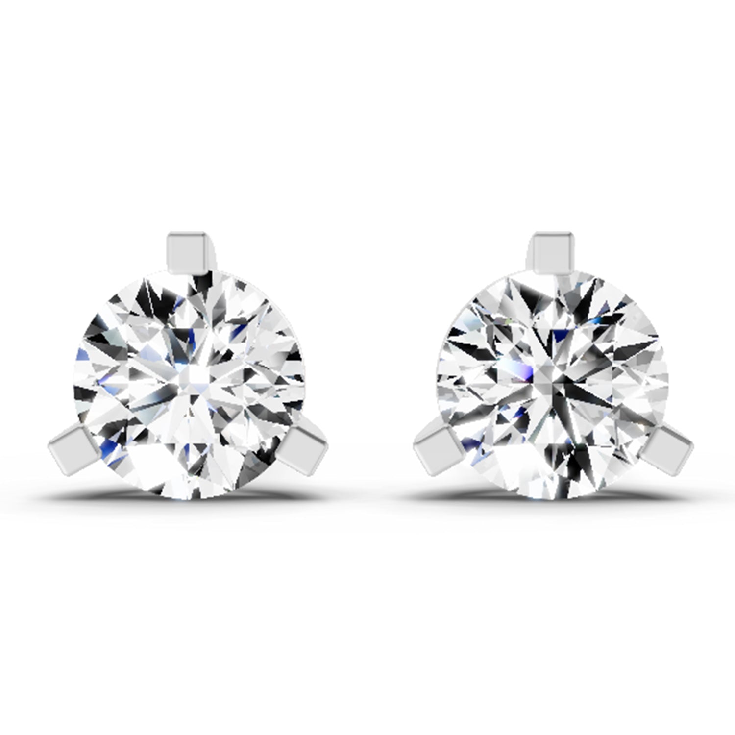 2.28 Ct Round Shape 3 Prong Solitaire Diamond Stud Earrings | 14K White Gold