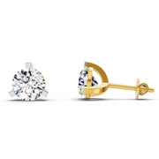 2.28 Ct Round Shape 3 Prong Solitaire Diamond Stud Earrings | 14K Yellow Gold