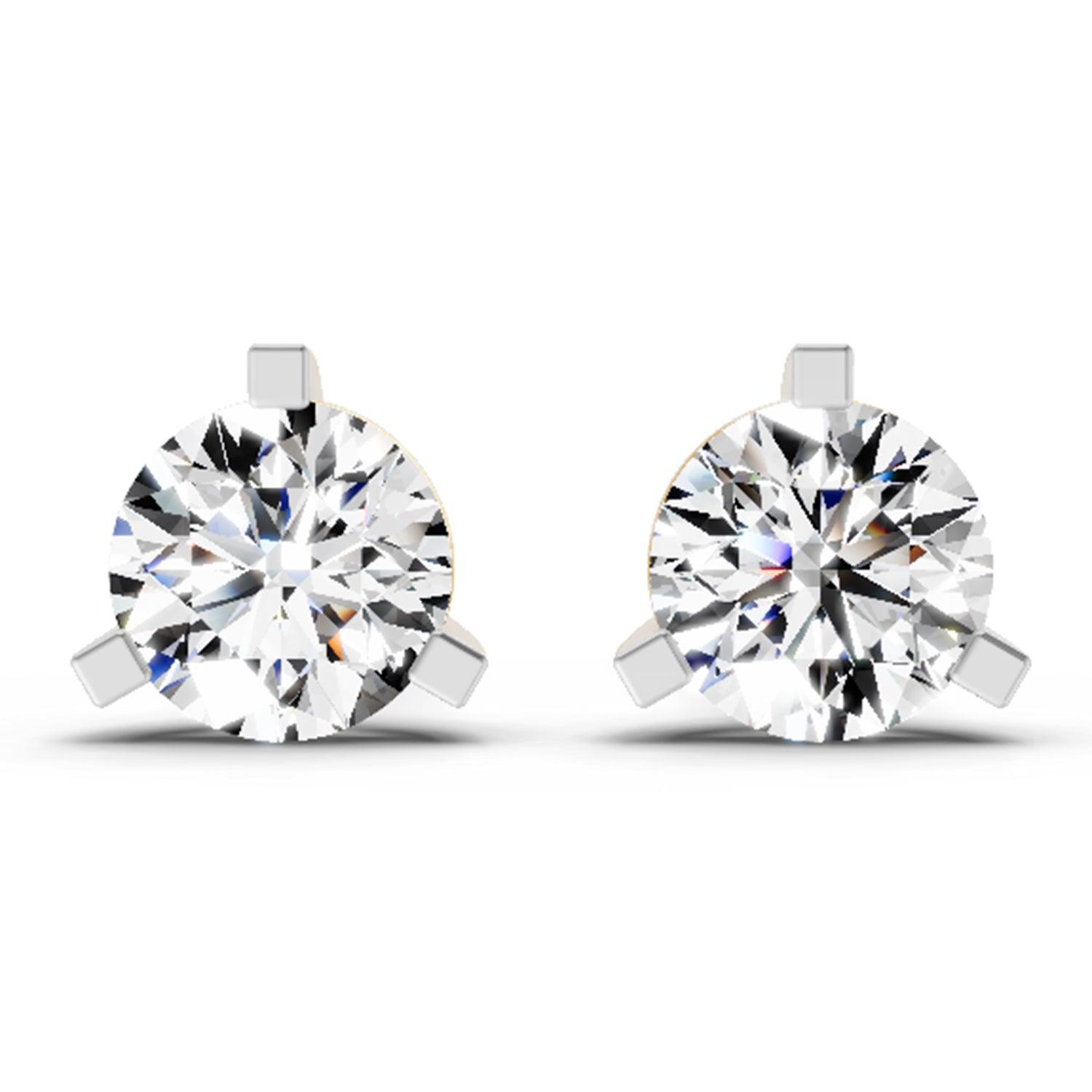 2.28 Ct Round Shape 3 Prong Solitaire Diamond Stud Earrings | 14K Yellow Gold