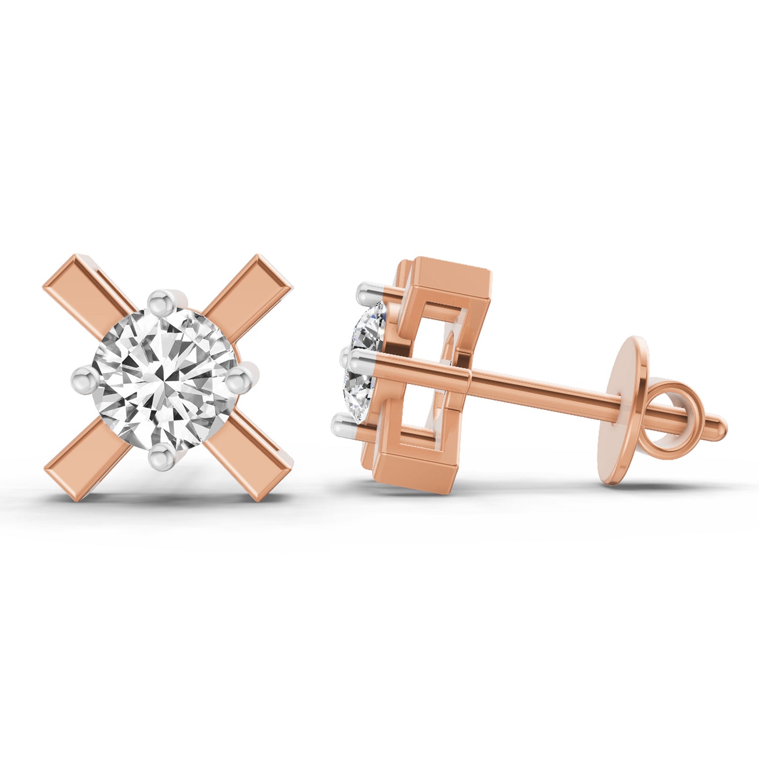 0.51 Ct Round Solitaire Stud Earrings | 14K Rose Gold
