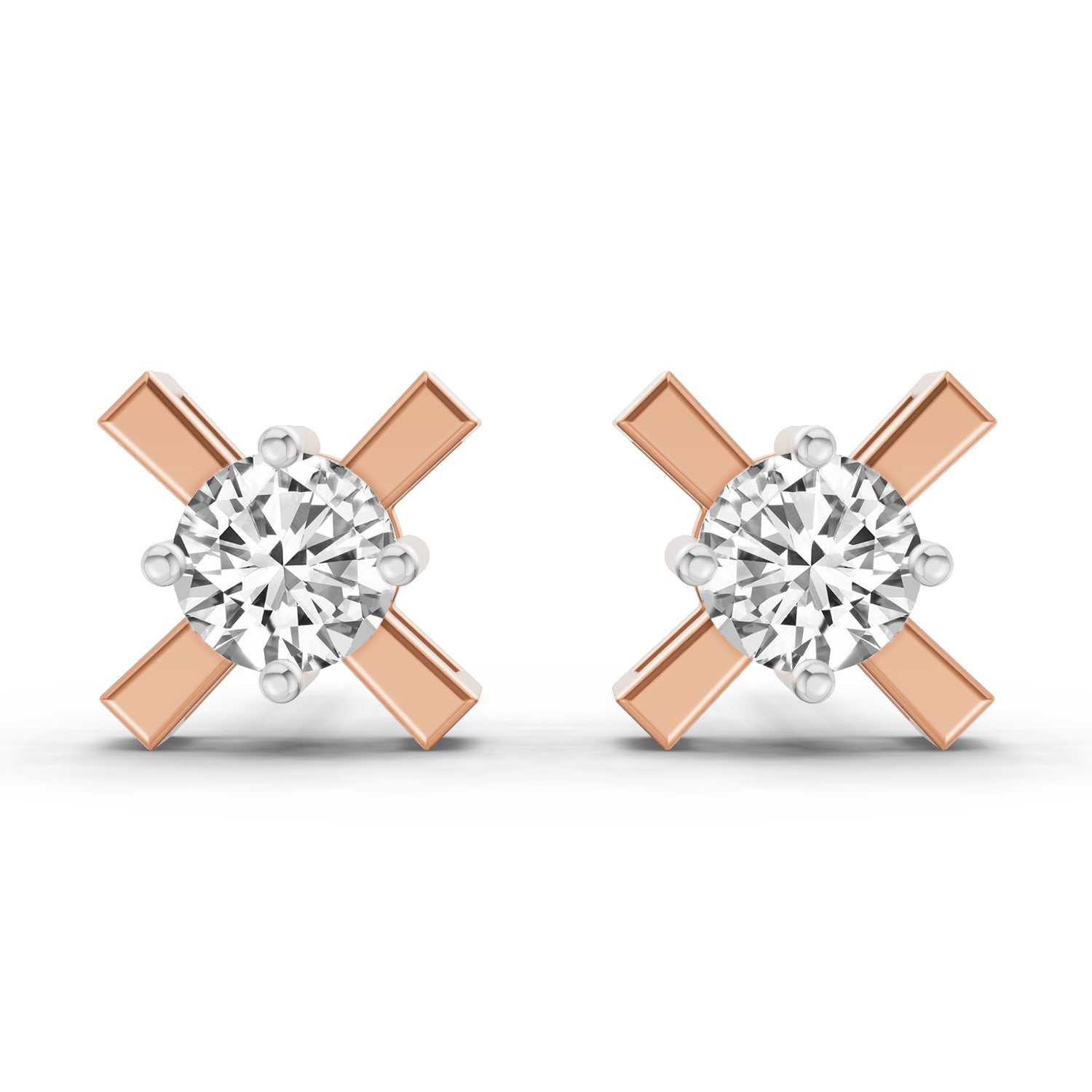 0.51 Ct Round Solitaire Stud Earrings | 14K Rose Gold