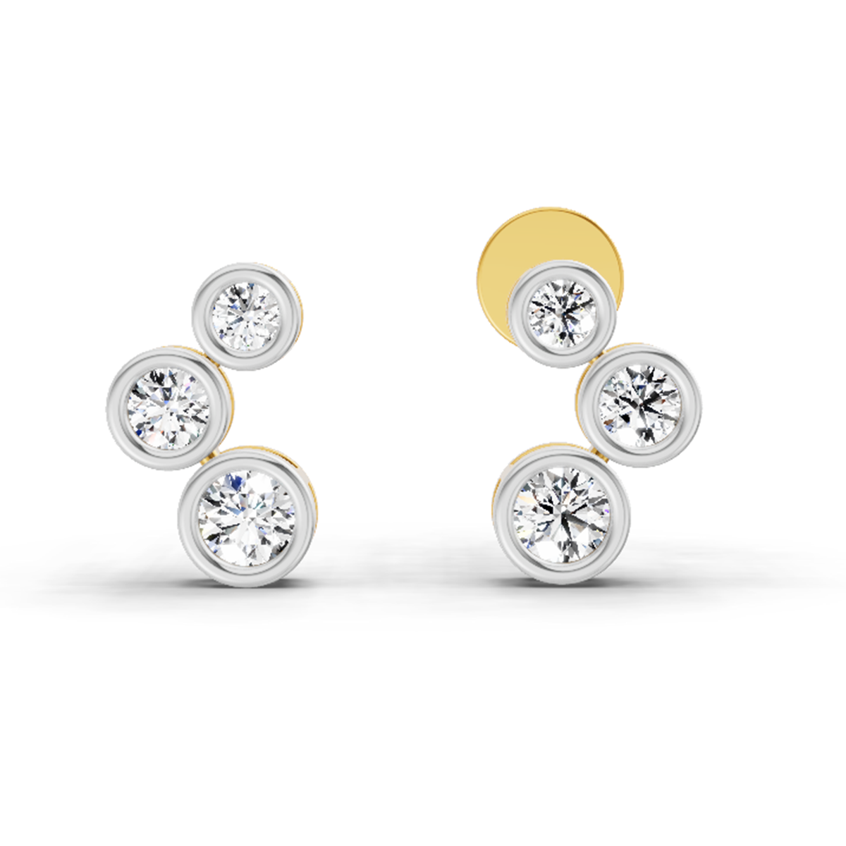 0.66 Ct Bezel Set Stud Earrings | 14K Yellow Gold  FG VS Quality Diamonds