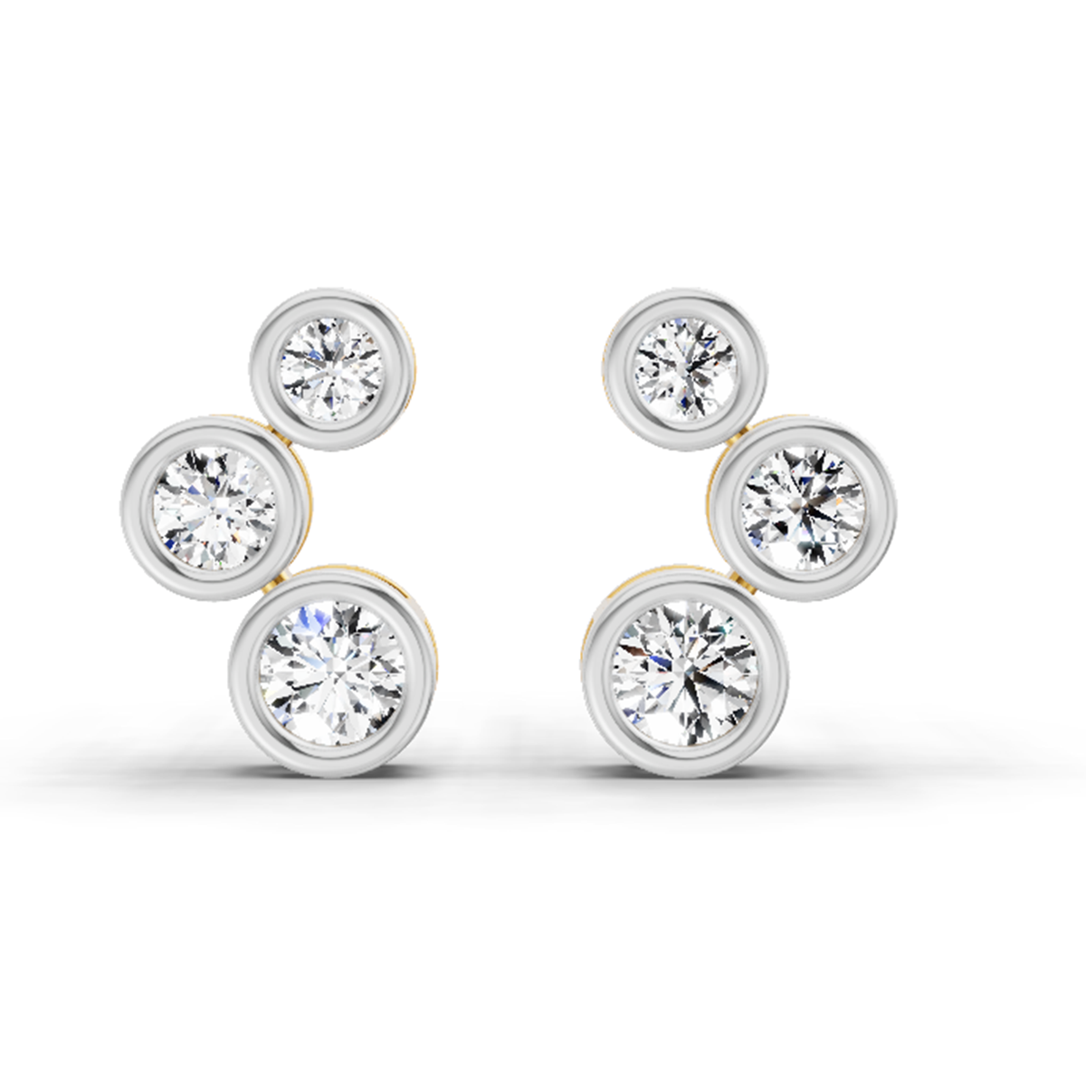 0.66 Ct Bezel Set Stud Earrings | 14K Yellow Gold  FG VS Quality Diamonds