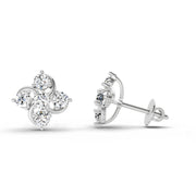 0.69 Ct Round Flower Stud Earrings | 14K White Gold