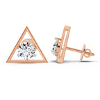 0.67 Ct  Round Shape Diamond Solitaire Stud Earrings | 14K Rose Gold