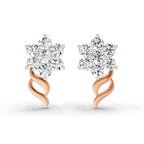 0.97 Ct  Round Shape Diamond Floral Stud Earrings | 14K Rose Gold