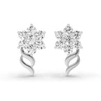 0.97 Ct  Round Shape Diamond Floral Stud Earrings | 14K Rose Gold