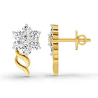 0.97 Ct  Round Shape Diamond Floral Stud Earrings | 14K Rose Gold