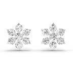 0.98 Ct  Round Shape Diamond Floral Cluster Stud Earrings | 14K Rose Gold