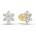 0.98 Ct  Round Shape Diamond Floral Cluster Stud Earrings | 14K Rose Gold